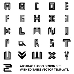 Abstract Logo Design Set. A-Z Initial Letter Logo Design Bundle.