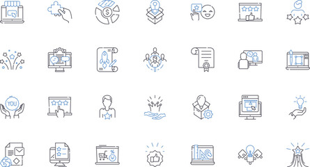 Communication line icons collection. Dialogue, Relationship, Connection, Transmission, Expression, Interaction, Correspondence vector and linear illustration. Exchange,Collaboration,Conveyance outline