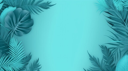 Fototapeta na wymiar Collection of tropical leaves, foliage plant in blue color with space background
