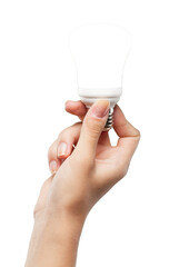 Closeup of Hand Holding a Lit Light Bulb