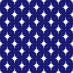 Midnight blue & white seamless starry pattern
