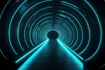 abstract background, tunnel of glowing arcs. 3d render. generative AI