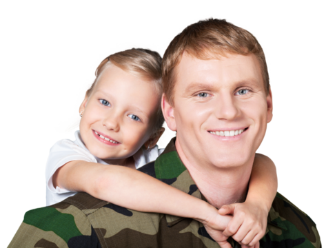 Soldier Dad Hugging his Daughter