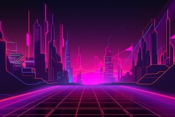 cyberpunk background wireframe city generated ai