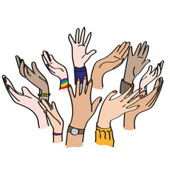 Fototapeta premium Drawing hands up international illustration
