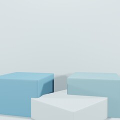 Blue realistic 3d rendering abstract platform podium product presentation backdrop background