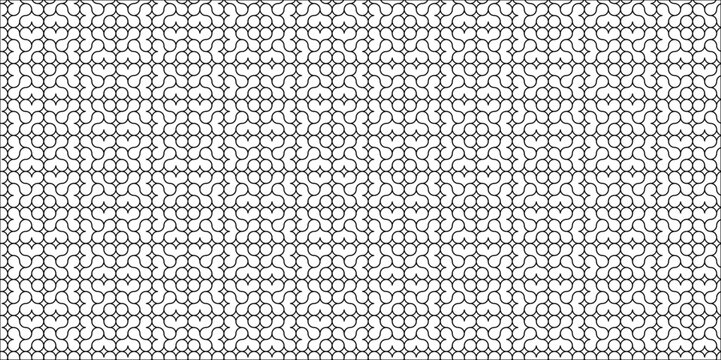 Seamless pattern with lines Texture of metal surface circle and dot Geometric Seamless Pattern. folwer cloth of the black pattern. Seamless pattern with twisted lines, vector linear tiling background.