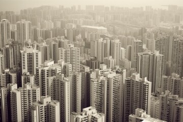 Obraz premium bustling urban skyline with towering skyscrapers. Generative AI