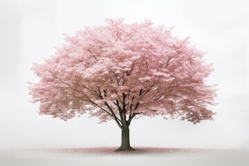 Fototapeta na wymiar Pink Tree with Abundant Leaves. Generative AI