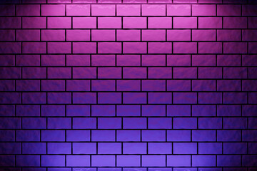 Naklejka na ściany i meble 3D illustration of pink and purple brick wall of an building, background texture of a brick