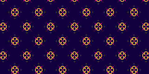 Fototapeta na wymiar Vibrant Multi-Colored Flowers Bloom Against a Dark Purple Vector Background Design - Darkest Purple With Beautiful Pattern Background EPS 
