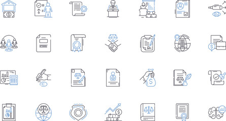 Sales division line icons collection. Sell, Revenue, Targets, Prospects, Pipeline, Conversion, Acquisition vector and linear illustration. Leads,Forecasting,Territory outline signs set