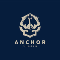 Anchor Logo, Ocean Ship Vector, Simple Minimalist Design, Anchor Icon, Spartan, Ocean, Symbol Template Illustration