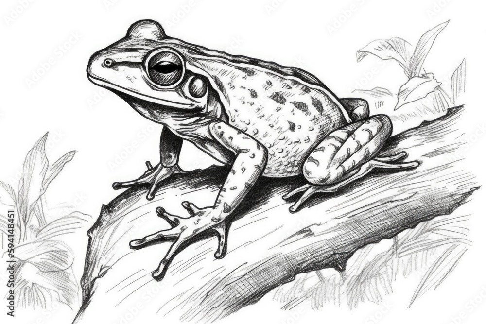 Poster green tree frog perched on a tree branch. generative ai