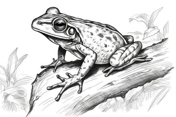 Naklejka premium green tree frog perched on a tree branch. Generative AI