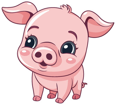 Adorable Piglet in Cartoon Character Style