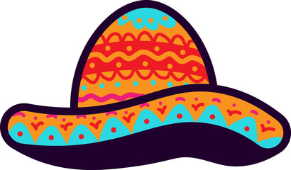 Hand Drawn Mexican Sombrero Hat Vector Illustration