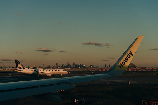 airport in new jersey at sunset