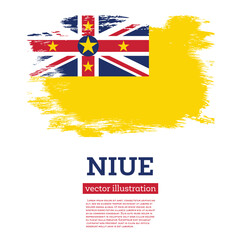 Niue Flag with Brush Strokes. Independence Day.