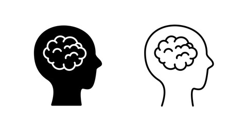 Human head silhouette with brain illustration
