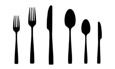 fork, knife and spoon silhouette vector