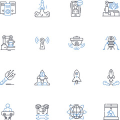 High-Tech Systems line icons collection. Robotics, Automation, Artificial intelligence, Machine learning, Data analytics, Cybersecurity, Nanotechnology vector and linear illustration. Augmented