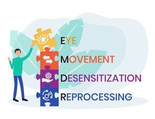 EMDR - Eye Movement Desensitization Reprocessing acronym. business concept background. vector illustration concept with keywords and icons. lettering illustration with icons for web banner, flyer
