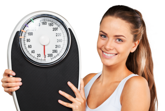 Portrait of a Fit Woman Holding a Weight Scale