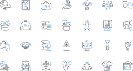 Fashion boutique line icons collection. Style, Chic, Trendy, Couture, Accessories, Designer, Glamour vector and linear illustration. Apparel,Luxury,Boutique outline signs set