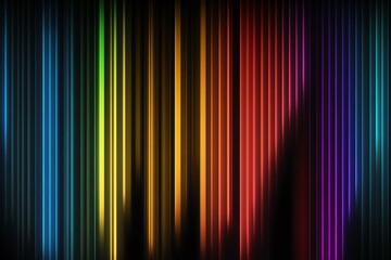 Neon multicolored led lines on a dark background. Neon futuristic wallpaper. generative ai