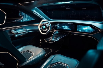 Futuristic personal transport or vehicle interior background. generative AI