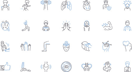 Global economy line icons collection. Interconnected, Competition, Multinational, Cooperation, Outsourcing, Inflation, Deflation vector and linear illustration. Tariffs,Exchange rates,Growth outline