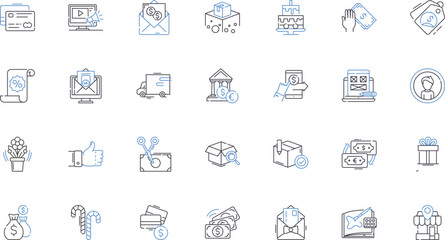 Trading center line icons collection. Exchange, Market, Platform, Broker, Trading, Stocks, Futures vector and linear illustration. Options,Commodities,Indices outline signs set