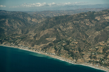 Aerial view of Leo Carrillo State Park and Pacific Coast in Malibu, California.