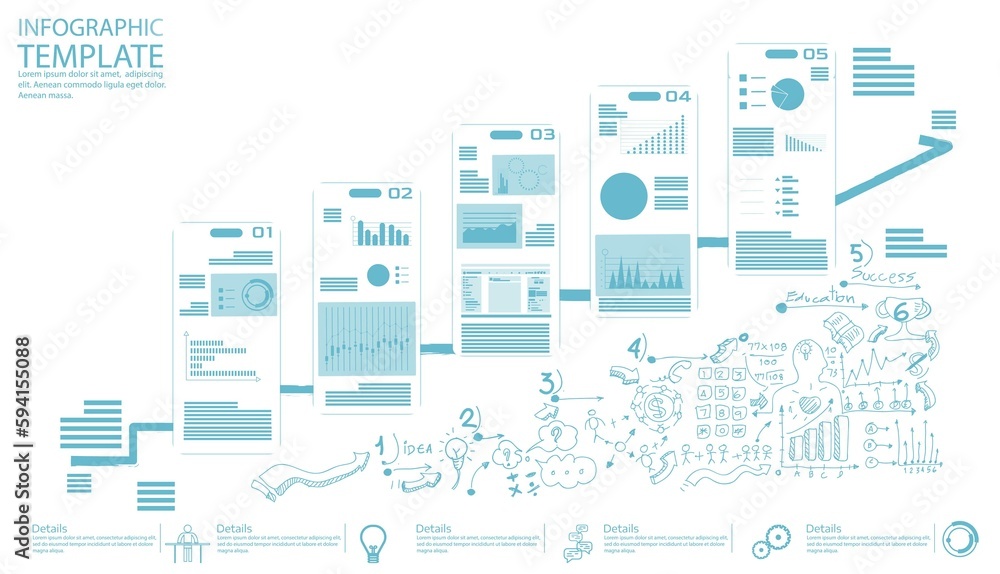 Wall mural online stock trading. app screen smartphone design template application interface with flat illustra