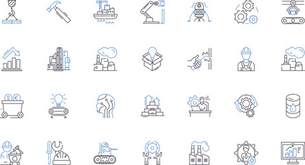 Entrepreneurial line icons collection. Innovation, Risk-taking, Vision, Tenacity, Passion, Creativity, Hustle vector and linear illustration. Leadership,Motivation,Resilience outline signs set