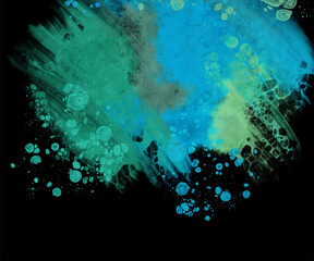 Modern blue flow background on black. Liquid shape in color banner.
