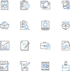 Wallets and documents line icons collection. Leather, RFID, Passport, Minimalist, Travel, Bifold, Clutch vector and linear illustration. Myclip,Cardholder,Slim outline signs set