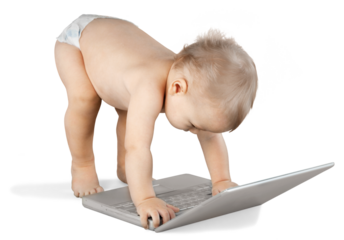 Baby using a laptop computer