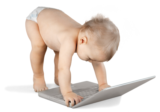 Baby using a laptop computer
