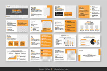 Fototapeta na wymiar Business presentation slides template Vector, minimalist slide layout template Design, Business slide with yellow and dark color, Corporate presentation slide for Business organization