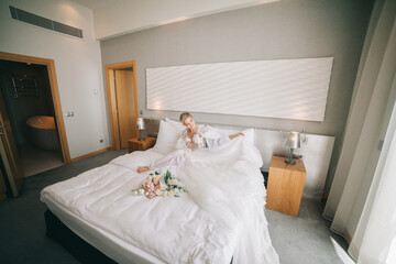 Awesome bride's wedding preparations and wedding dress