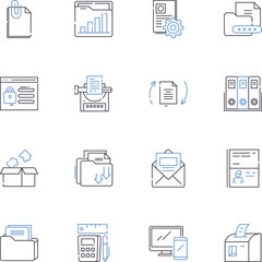 Orchestrating plan line icons collection. Coordination, Communication, Plan, Leadership, Strategy, Alignment, Management vector and linear illustration. Collaboration,Vision,Implementation outline