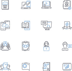 Mind mapping line icons collection. Visualization, Creativity, Innovation, Brainstorming, Clarity, Organization, Efficiency vector and linear illustration. Planning,Analysis,Association outline signs
