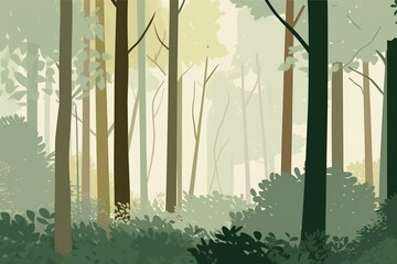 Forest illustration No.01. Generative AI