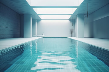 close up view of swimming pool with empty space, 3D rendering - Generative AI