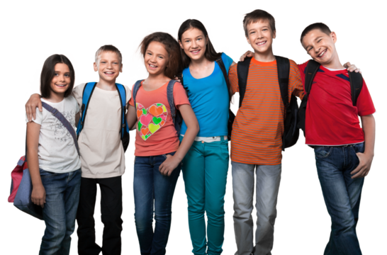 Portrait of Children with Backpacks - Powered by Adobe