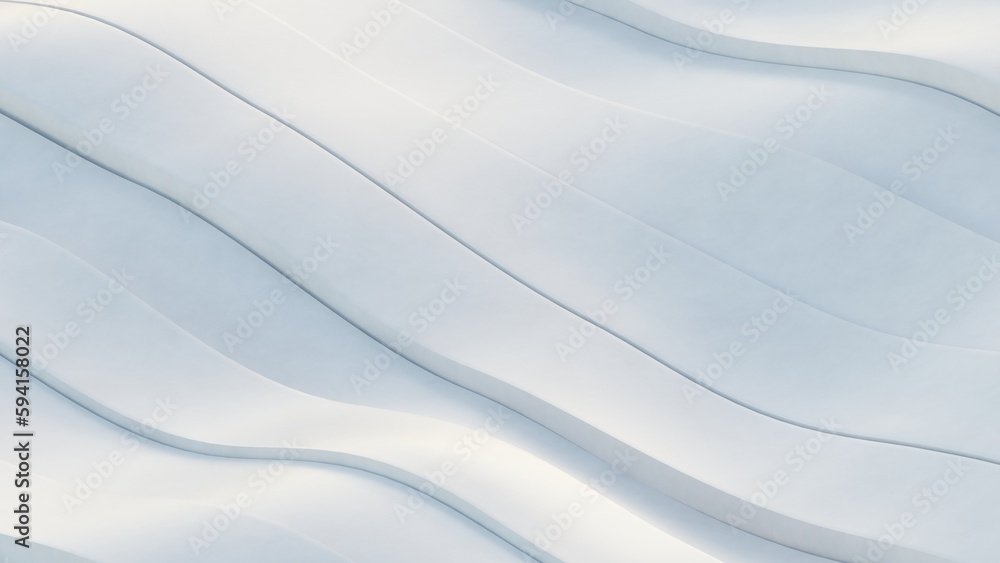 Poster 3d rendering of abstract white waves background.
