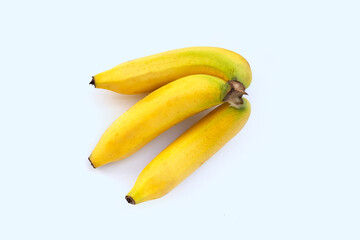 Banana fruit on white background.