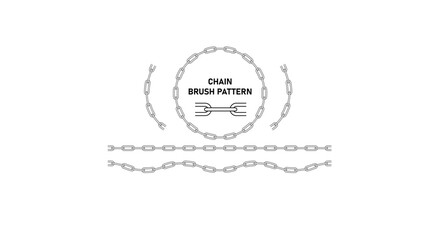 Chains. Vector illustration. Chain icons, parts, circles of chains metal, chain links brush pattern